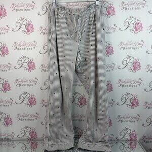 La Vie En Rose pants moons red blue Black and White Striped Pajama Pants